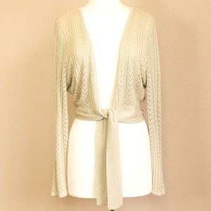 SOLD Shimmering Gold Front Tie Cardigan Sweater